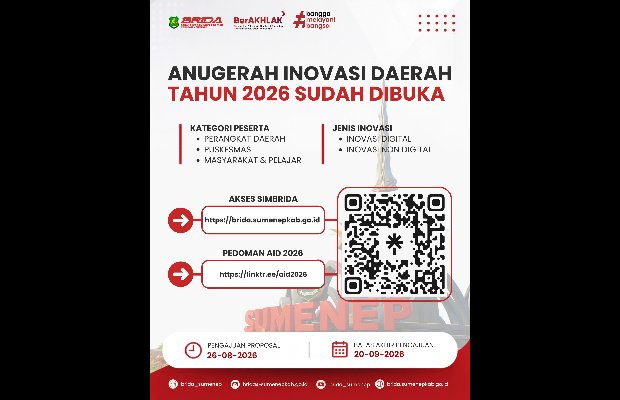 Resmi Dibuka, Perangkat Daerah hingga Pelajar Bisa Ikut Anugerah Inovasi Daerah BRIDA Sumenep 2026